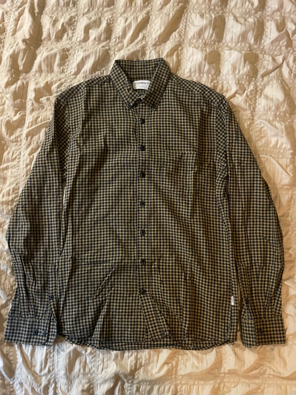 Men's Button-Down Shirt in Olive & Navy Gingham